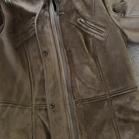 ESPRIT Women's Brown Faux Fur Hooded Coat size medium - Picture 6 of 10